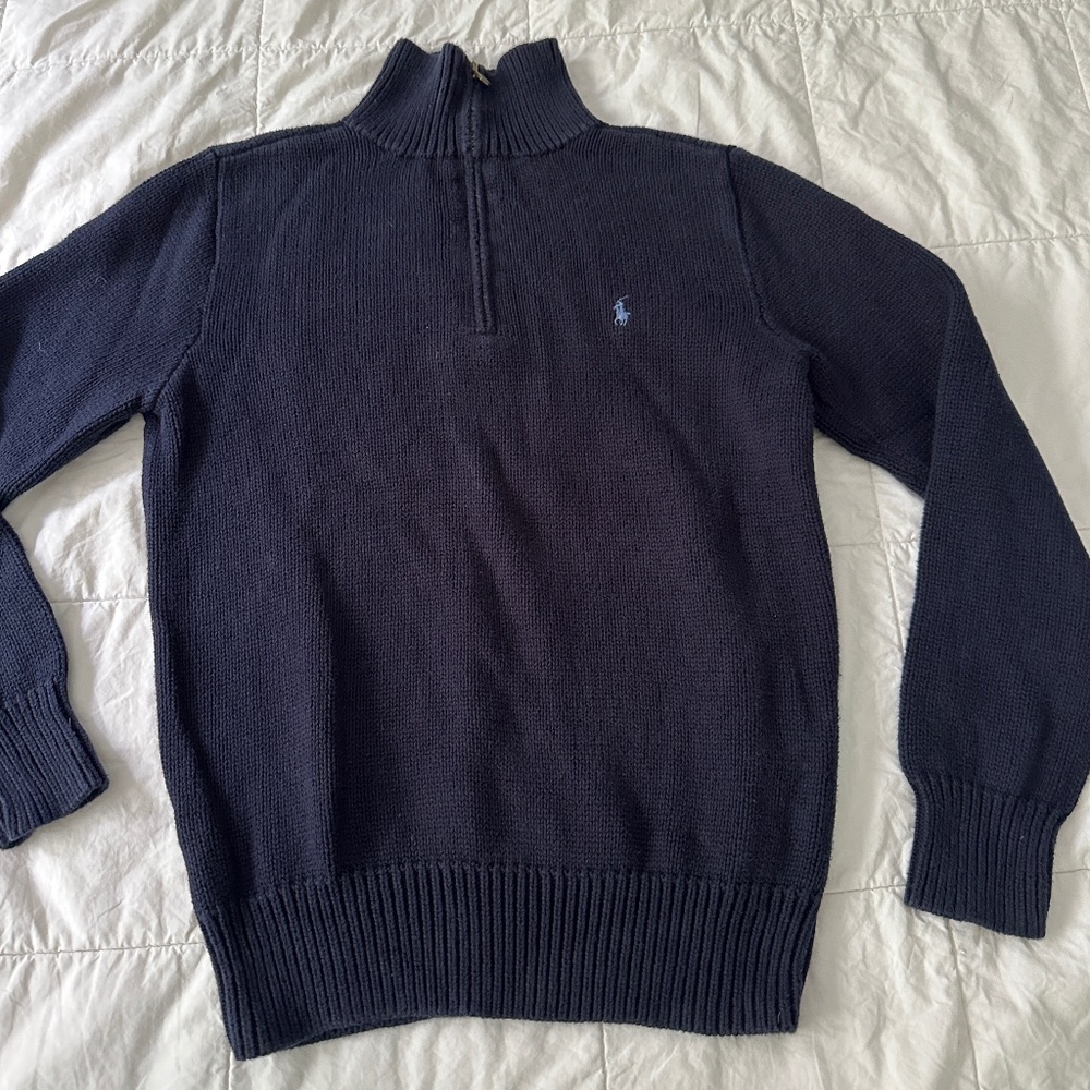 Boys Polo Quarter Zip Sweater size Medium